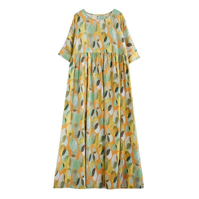 Short Sleeve Plus Size Cotton Vintage Polka Dot New In Dresses for Women Casual Loose Long Summer Dress