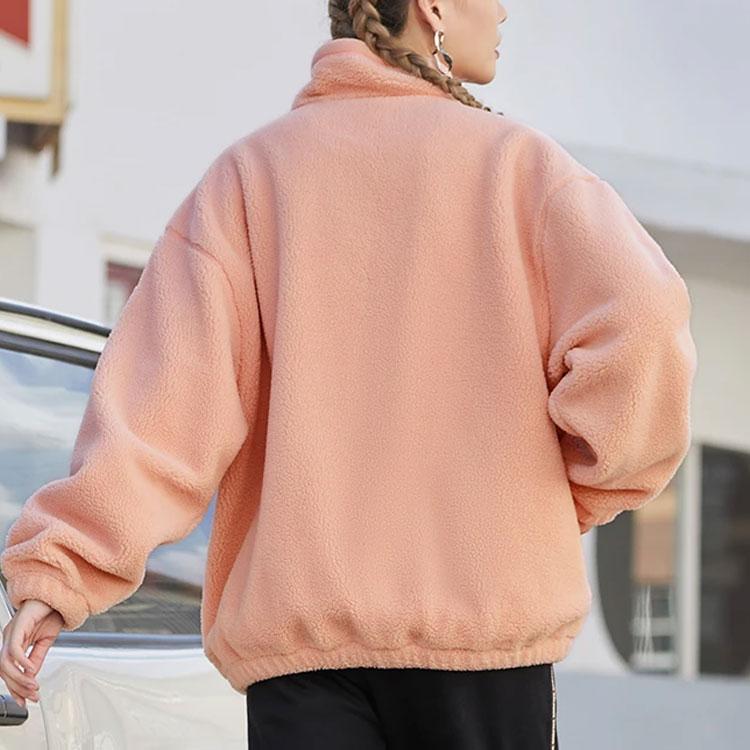 Li-Ning Badfive Sports Basketbalová Série Teplá Sherpa Fleece Volný Pletený Kabát s Fleecovým Límcem Unisex Svrchní Oblečení Mlhavě Růžová AFDR729-2