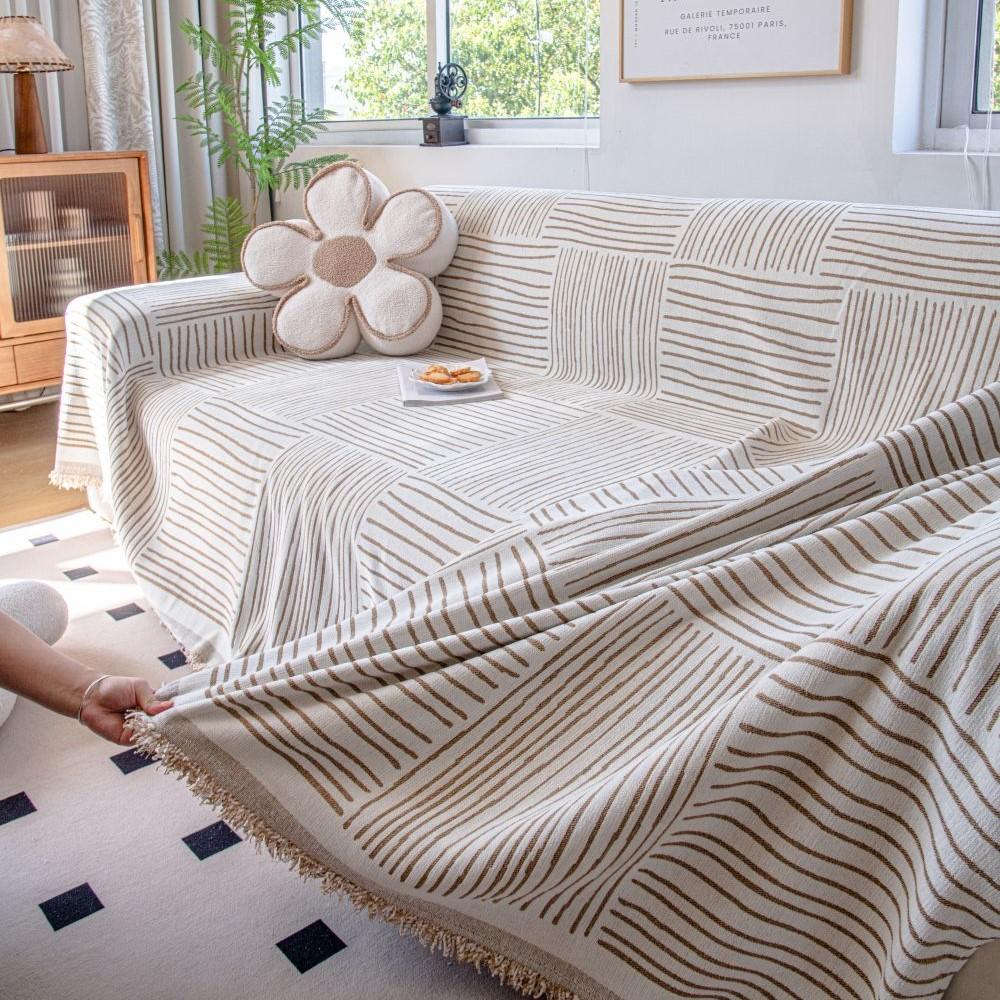 Chenille Line Sofa Cover Mat Throw Blankets Living Room Couple Position  Modern  Camping Picnic Blanket Cover
