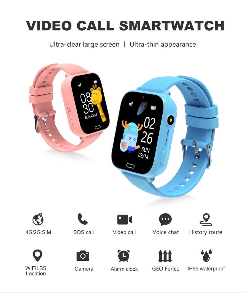 4G Kids Smartwatch with Video Call, Photo, and GPS for Boys and Girls