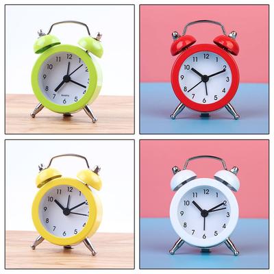 Ceas deșteptător cu sunet mic, clopot clasic cu două clopote, cadran din PVC