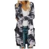 Women's Fashion Casual Printed Pocket Cardigan Medium And Long Coat