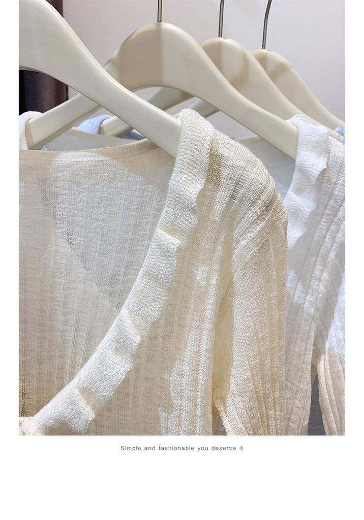 Women's V-Neck Ice Silk Cardigan – Summer 2026 Design, Lightweight and Stylish Top for Air-conditioned Environments
