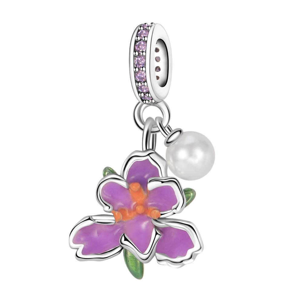 Colorful 925 Silver Butterfly Loves Flowers Beads & Beetle & Ladybug Dangle Charm Fits Bracelet Exquisite Pendant Gifts