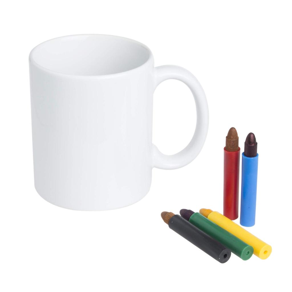 Sun Art Din Egen Regnbåge Kit "Rita Servis" (Inkluderar Kritor) Kopp/Mugg, 300cc, Vit, SAN1402-W