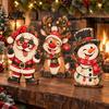Handcrafted Wooden Holiday Ornaments 3Pcs/Set Christmas Tabletop Ornaments, Festive Winter Table Decoration, Atmosphere Decoration Santa Claus