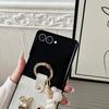 Crocodile Pattern PU Leather Phone Case for Samsung Z Flip7/6 3/4/5 Bear Bracelet Hand Carry Ring All-Inclusive Protective Cover