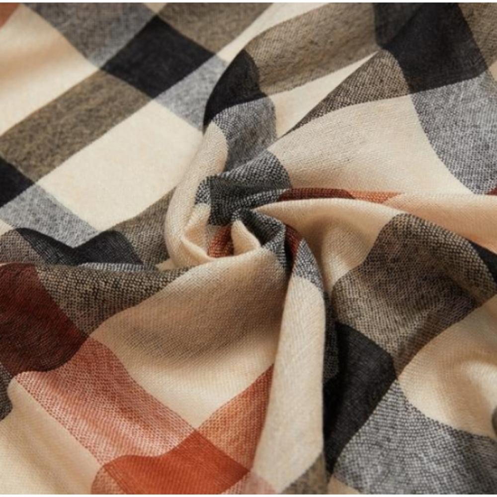 Daks Brown House Check Wool Scarf Dcsc9f110w2