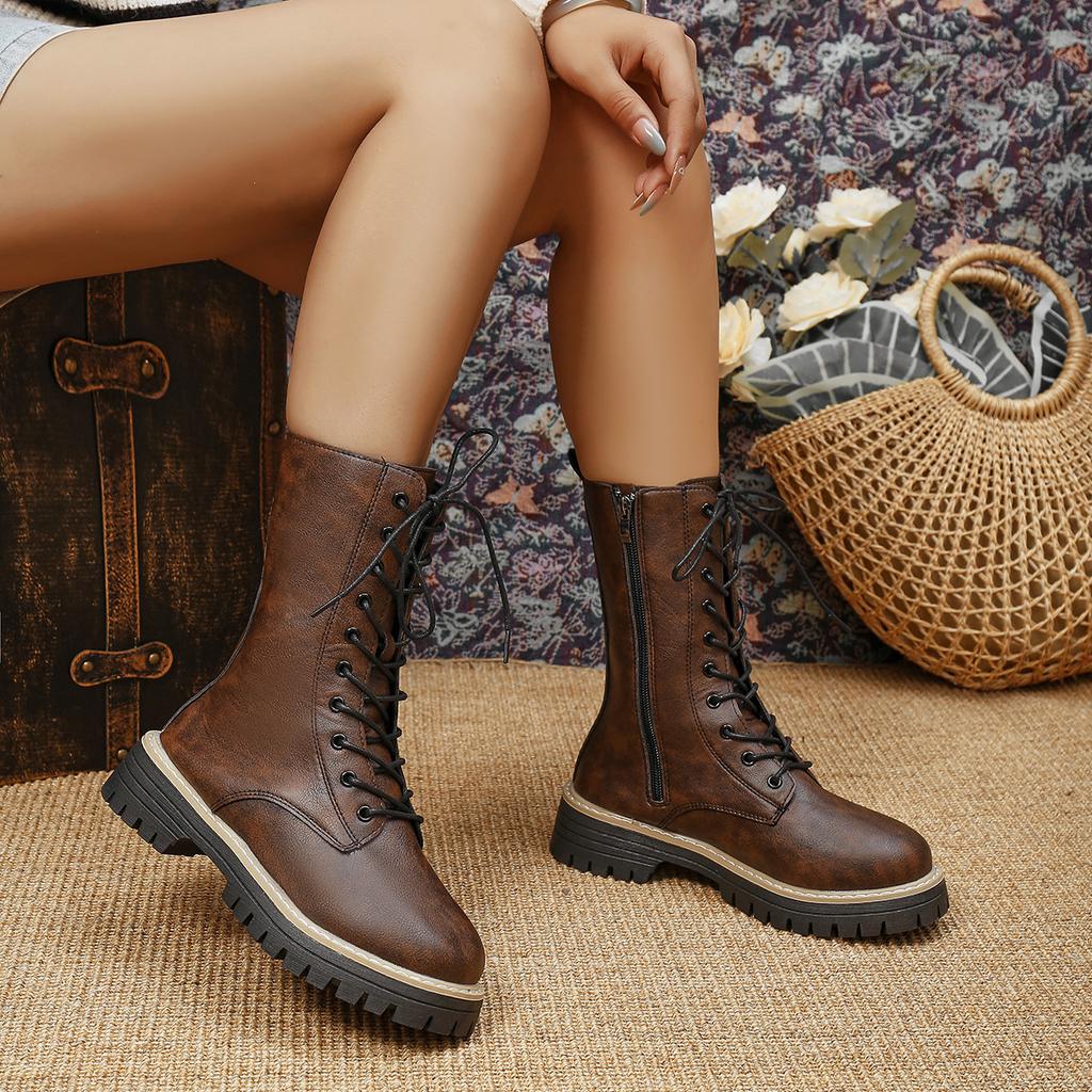 Plus Size Martin Boots Women's New Versatile Single Boots Platform Boots Women's Boots for Autumn 2025