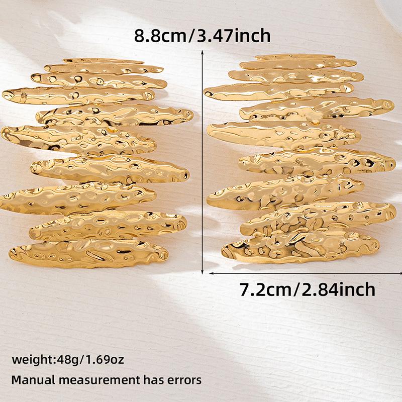 Large Metal Stamping Post Earrings For Women Textured Fashion Jewelry Hammered Geometric Holiday Trendy New Styles Gifts MQF199