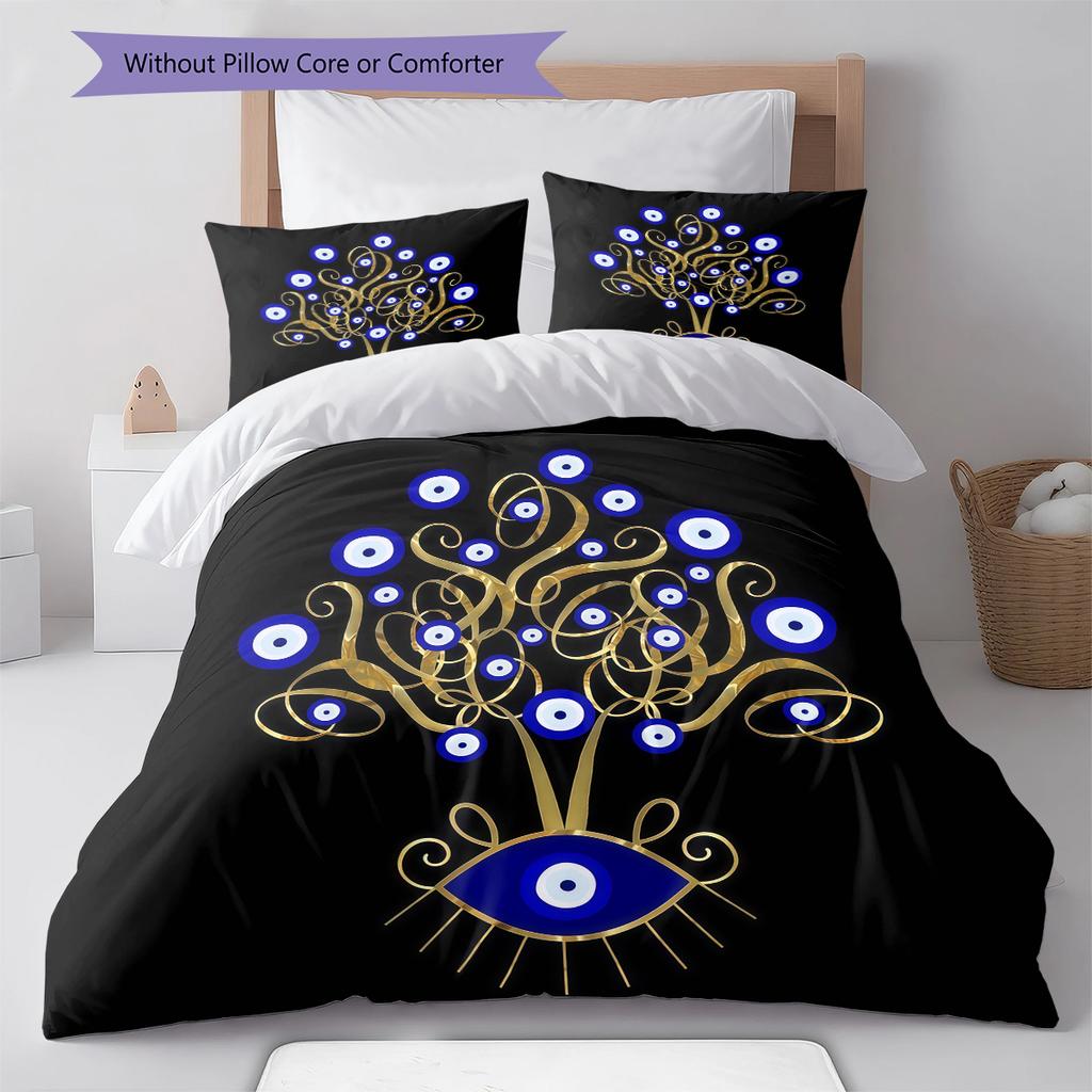Nazar Boncuğu Pattern Bedding,Quilt Set Quilt Cover Pillowcase Home Birthday Gift (1 * duvet cover + 2 * pillowcase, without core)