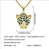 European Hip Hop Three-Dimensional Diamond-Inlaid Green Eyes Leopard Head Pendant Necklace Fashionmonger Personalized Pendant Accessories Pendants