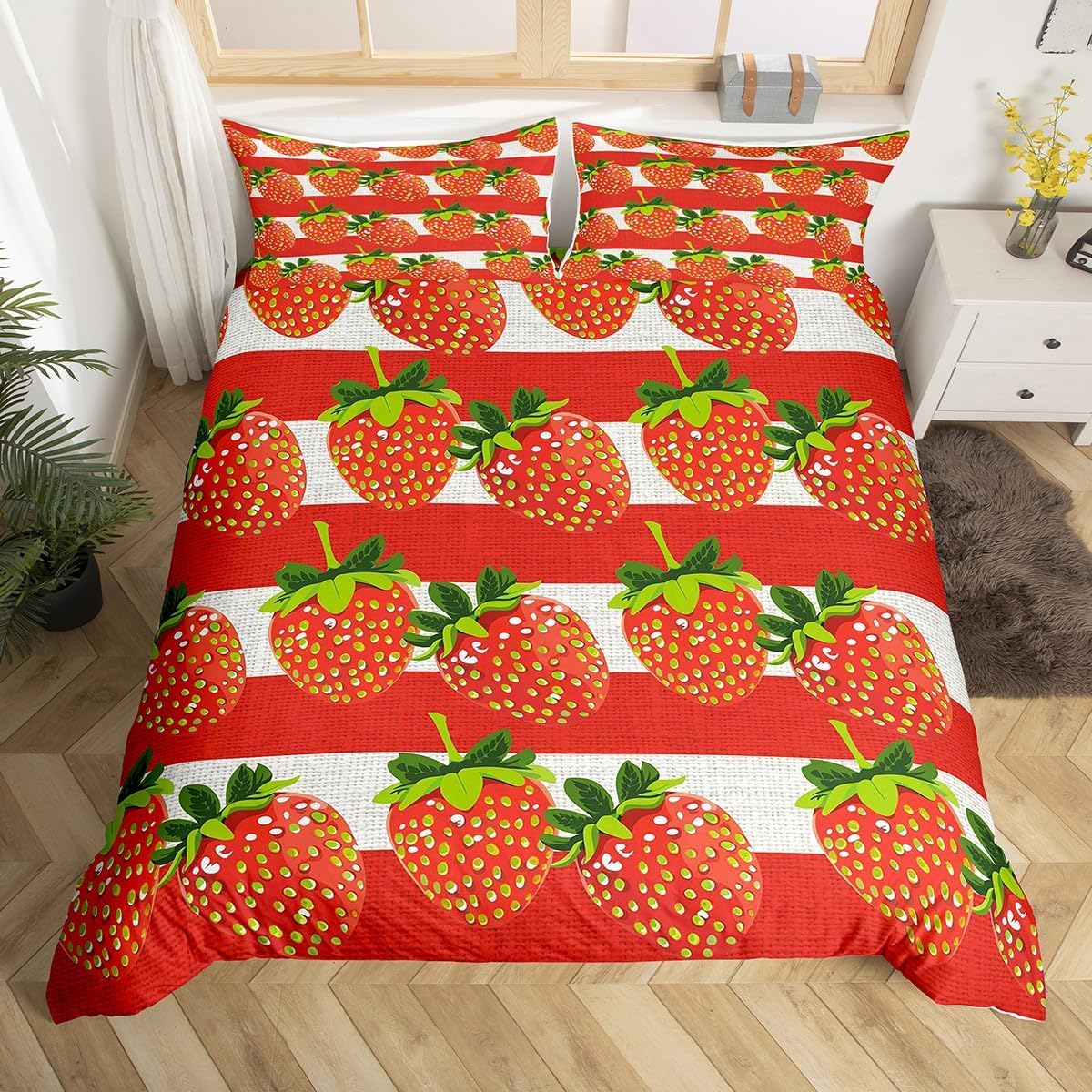 

Lovely Carton Strawbery Beding Set King For Girl Ten Red Rose Soft Duvet Cover Set Microfiber Blue Star Yelow Floral Comfortable Quilt Cover 100*200cm Single