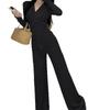 Irregular Slim Fit V-neck Top & Micro Flare Wide Leg Pants Set for Women - Autumn Collection 2026