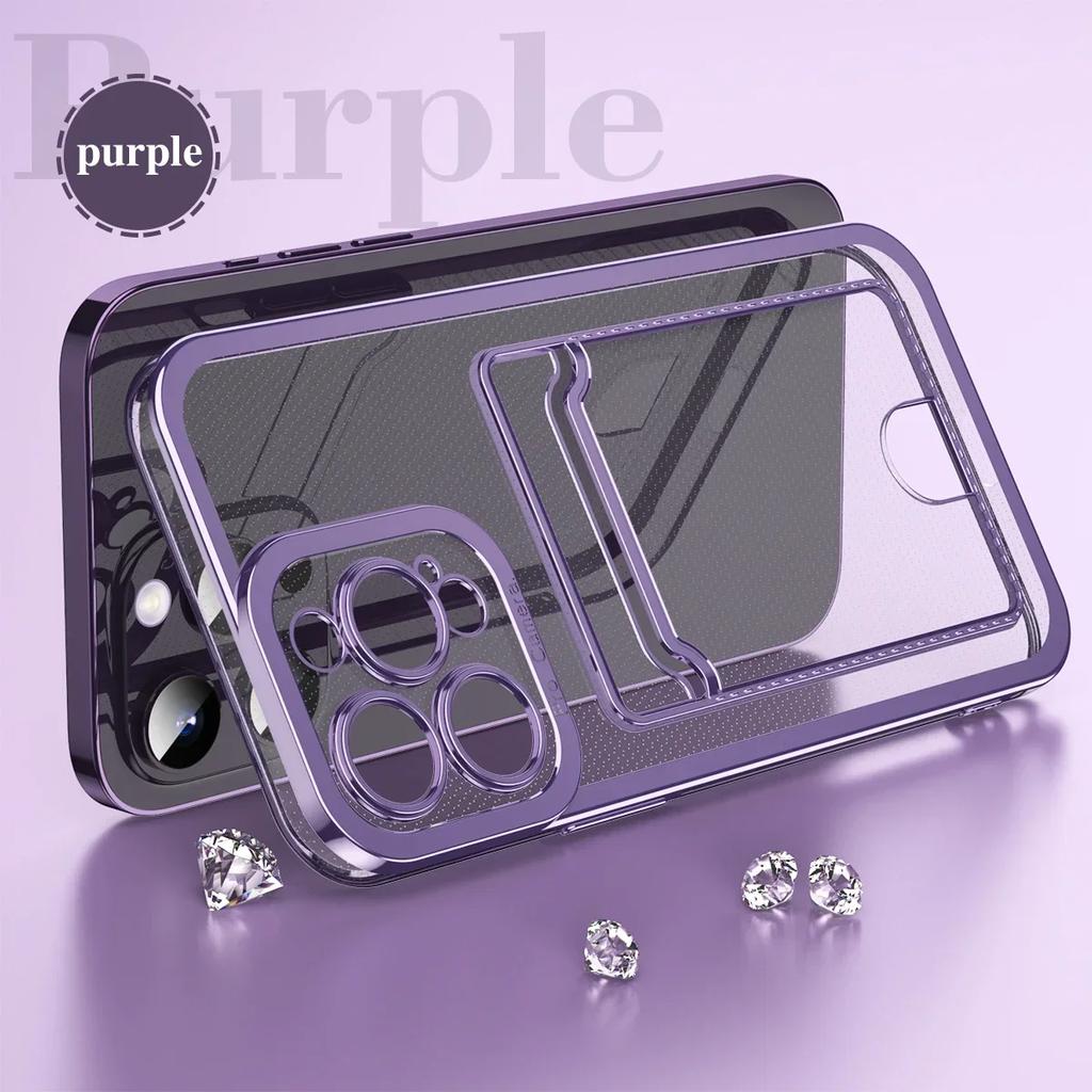 Modische weiche transparente plattierte Kartenhalter-Tasche Hülle für iPhone 16 15 14 Plus 13 12 11 Pro Max Stoßfeste Hülle für iPhone Hülle