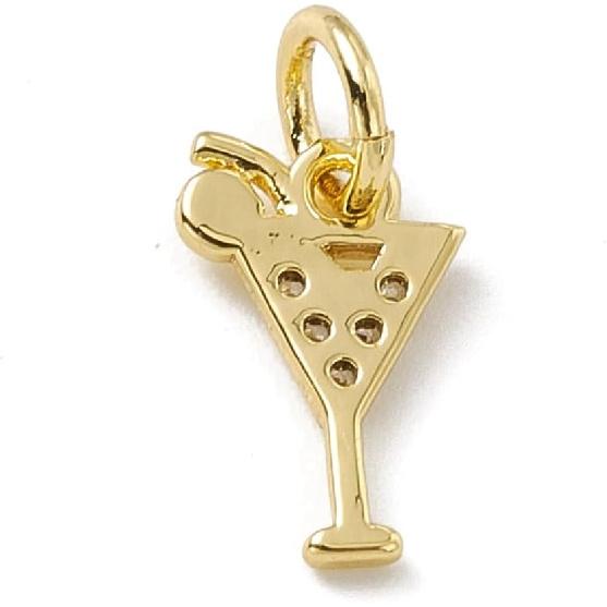 UR URLIFEHALL 10 Pcs Cubic Zirconia Wine Themed Charms Real 18K Gold Plated Cocktail Drink Charms Vintage Alcohol Charms for Necklace Bracelet