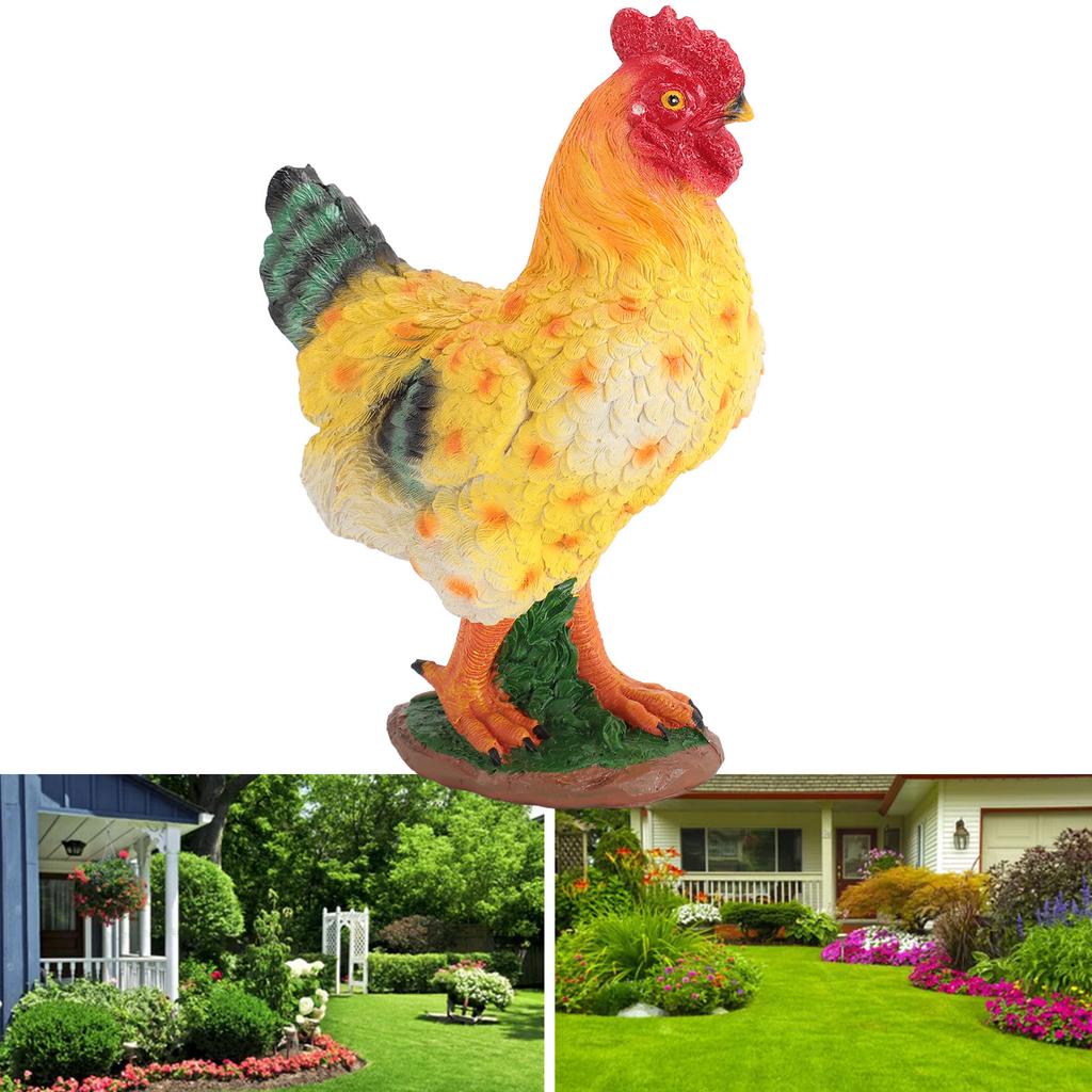 Chicken Figurine Resin Chicken Statue Garden Ornament Farm Animals Collection for Outdoor Backyard Patio Lawn Decoration