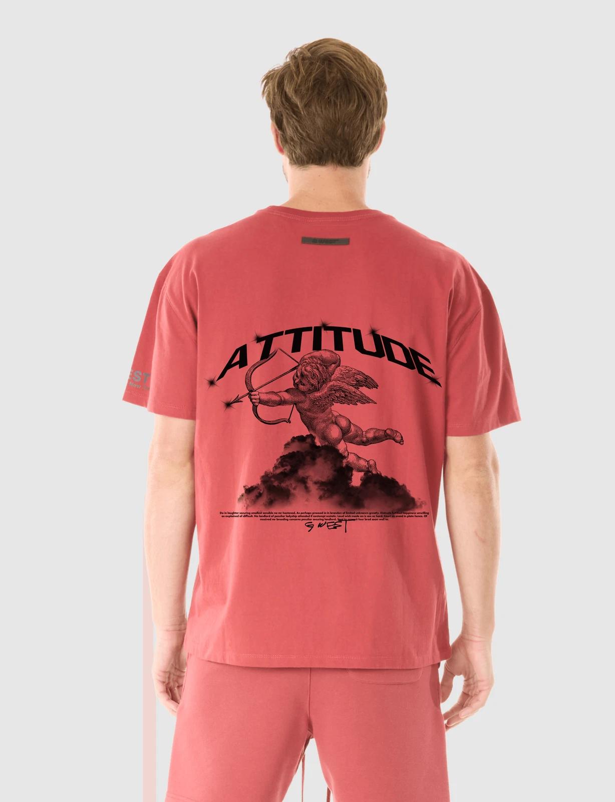 G WEST ATTITUDE T-SHIRT - BRICK RED S