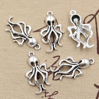 WHOLESALE 3 Packs Of 10 Antique Silver Tibetan Octopus Charms 31mm DIY Jewellery