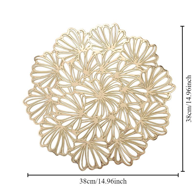 PVC Hot Golden Anti-hot Table Mats, Bowl Mats, European Simple Dining Table Heat Insulation Mats, High-end Western Dining Mat