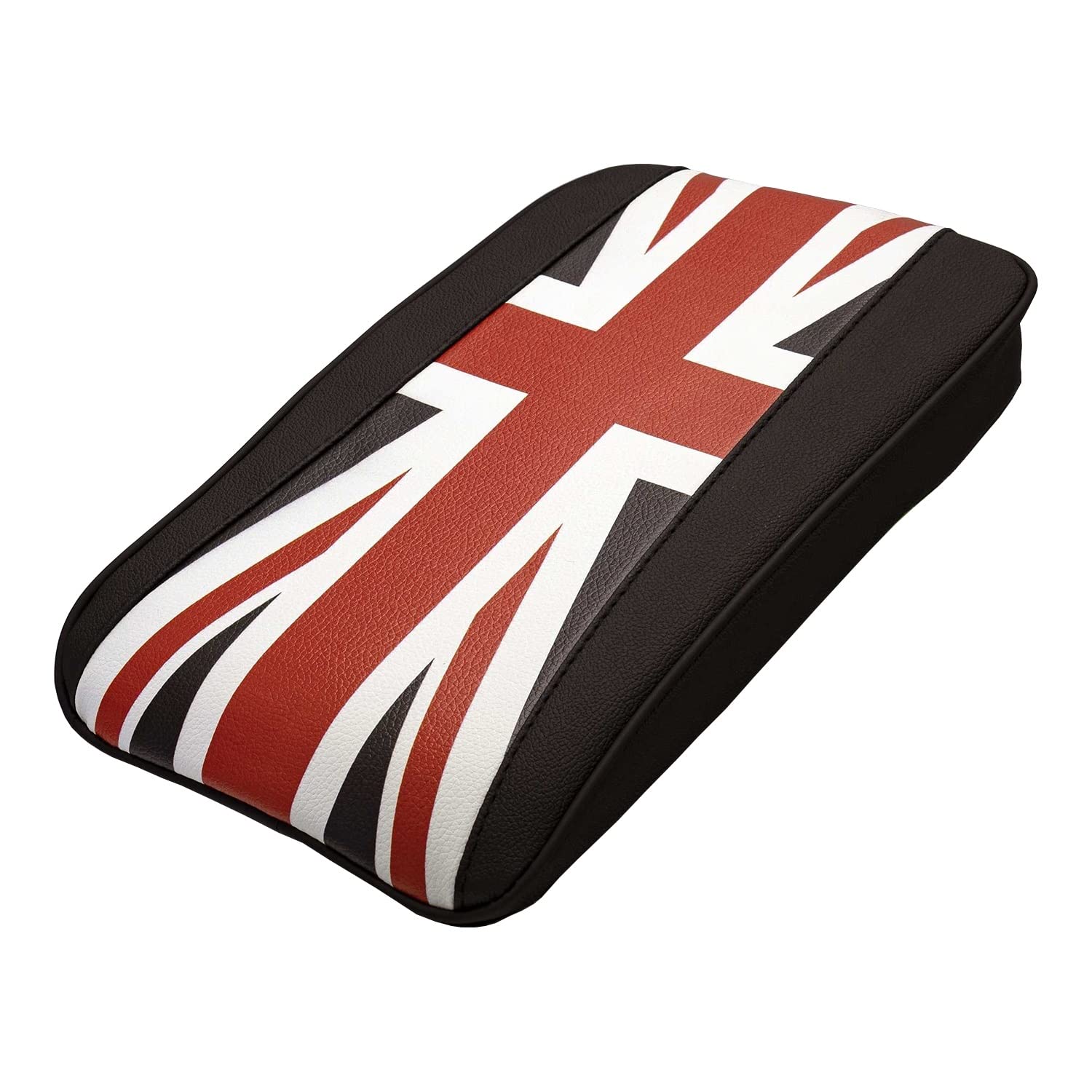 

SKYBELL Armrest, Car Cushion, Thin, Compatible with Mini Cooper, BMW, MINI, Universal, Aftermarket Armrest, Faux Leather (Union Jack [Black])
