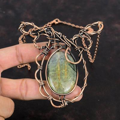 Moos Prehnit Halskette Kupferdraht umwickelt Verstellbare Kette Halskette Kupferschmuck Natürlicher Edelstein Halskette Handgefertigte Halskette Geschenk für Sie