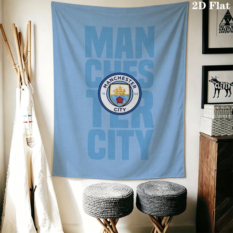 Manchester City Football Clu Wall Tapestry Aesthetic Wall Hanging Printed Fabric Blanket Decorative Tapestries for Bedroom Living Room Home Decor