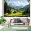 European Alpine Grassland Landscape Background Banner, Suitable for Camping, Photography, and Family Gatherings