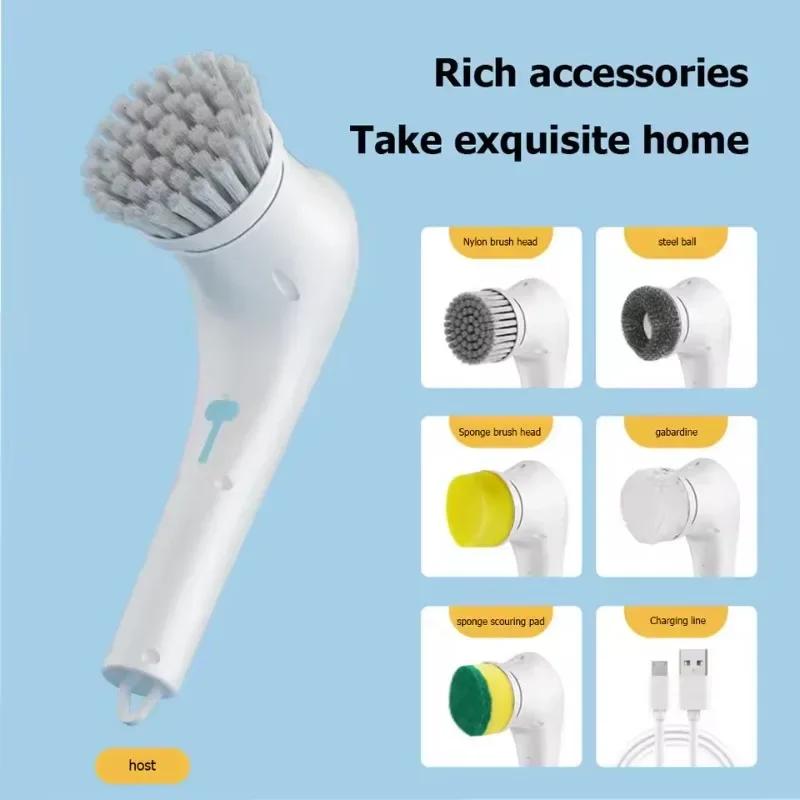 

Handheld Cleaning Brush Wireless Electric with Hanging Hole Portable Brush Pots Divine Artifact 360 ° Rotating Cleaning Brushes