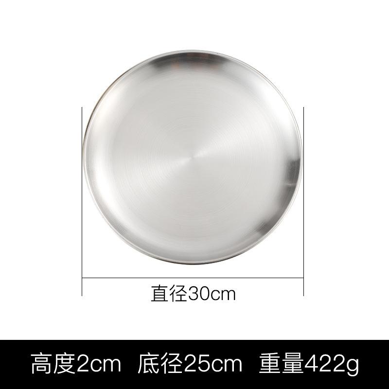 Kitchen Stainless Steel Round Food Tray Korean Style Steak BBQ Buffet Plates Shallow Thicken Durable Dishes Storage Containers