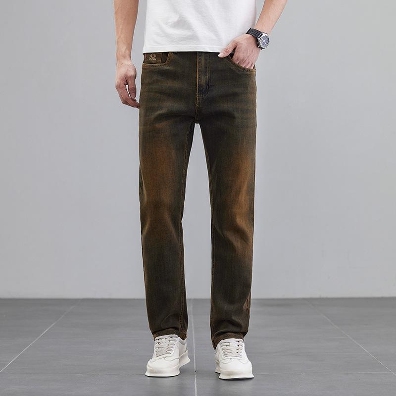 

Весна Новые Эластичные Прямые Джинсы Мужские Ретро Мужские Обычные Брюки 38