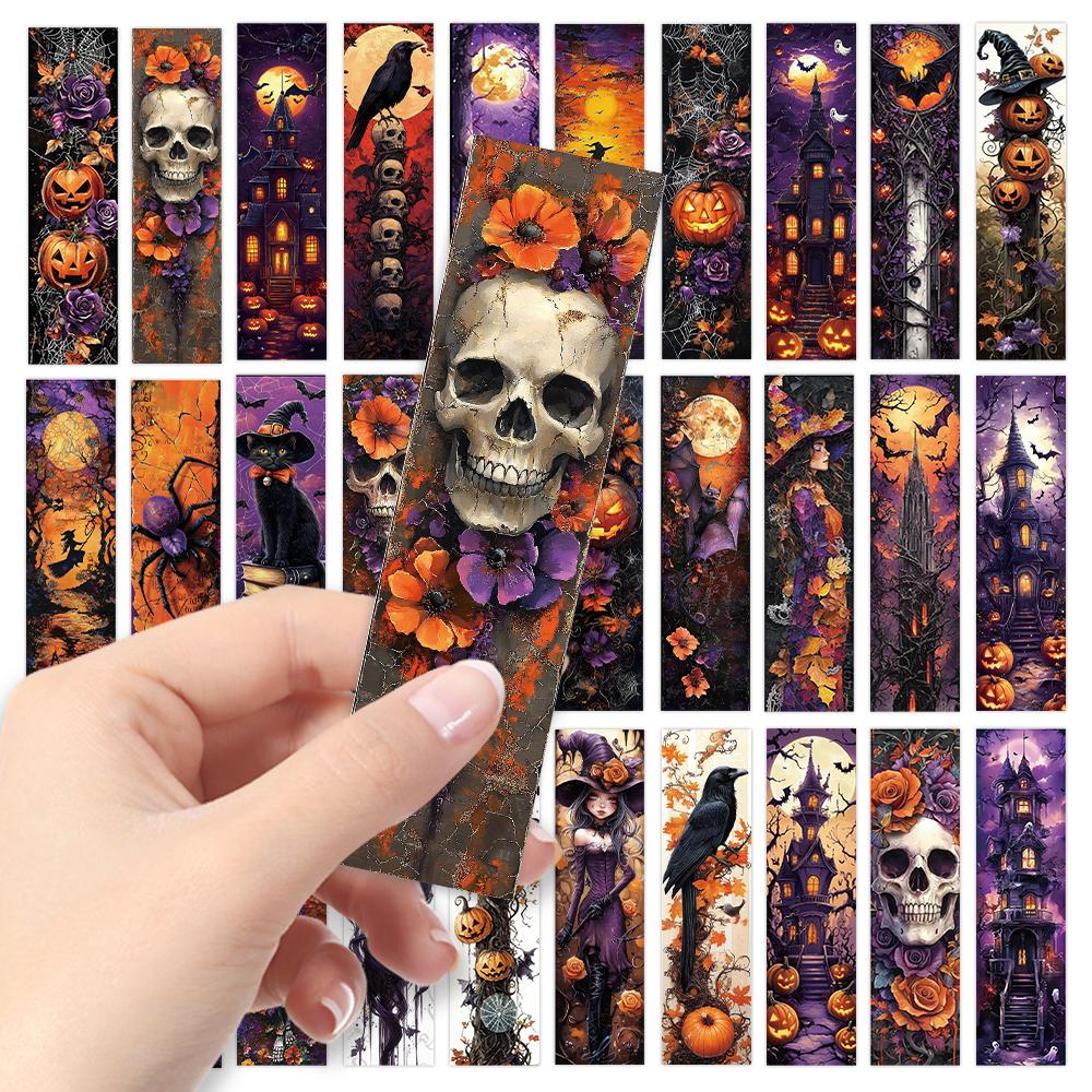 

32pcs, Halloween bookmarks, witches, skeletons, pumpkins, suitable for teachers, readers, and book lovers, birthday gifts