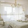 1PC LOZUJOJU French Style Gold Thread Embroidered Sheer Curtain Romantic Style Luxury Tulle for Living Room Bedroom Balcony Window Home Decor