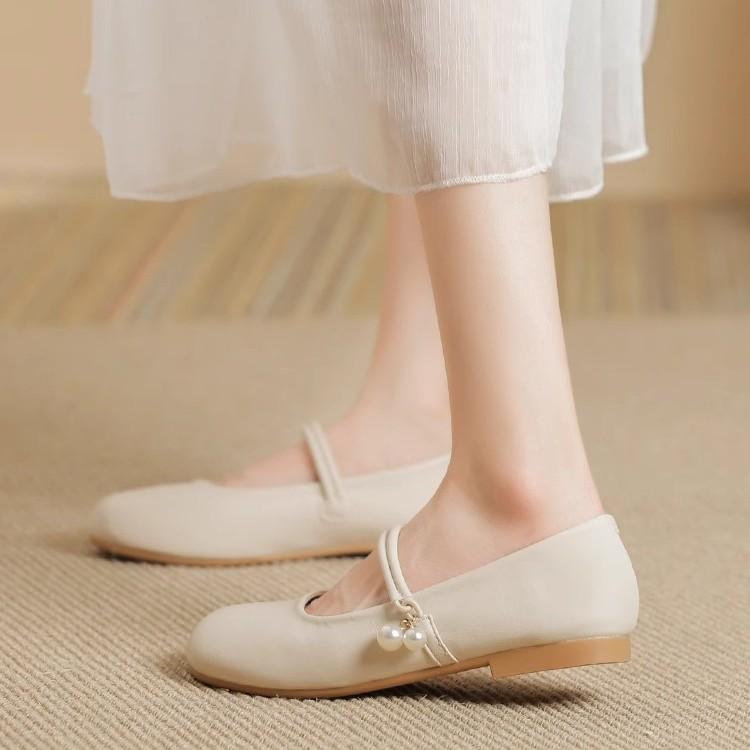 Superweich~ weiches Leder Französische Mary Jane Schuhe Damen 2025 neue Sommer- und Herbst flache Einzel Schuhe flachsohlige kleine Lederschuhe mit Rock