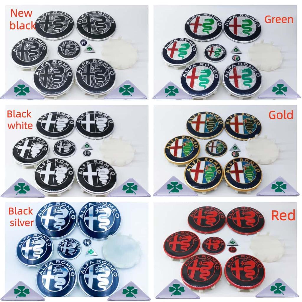 11 Stück 60mm 10-Pin 90mm für Alfa Romeo Auto Motorhaube Kofferraum Lenkrad Abzeichen Kompatibel mit Brera New Spider Giulietta Mito Giulia