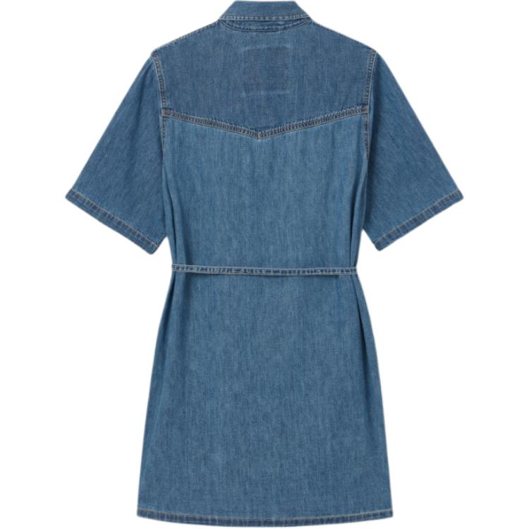 Levis Cool Series Vintage Comfortable Simple Denim Shirt Dress Women Dresses Blue 002YB-0000