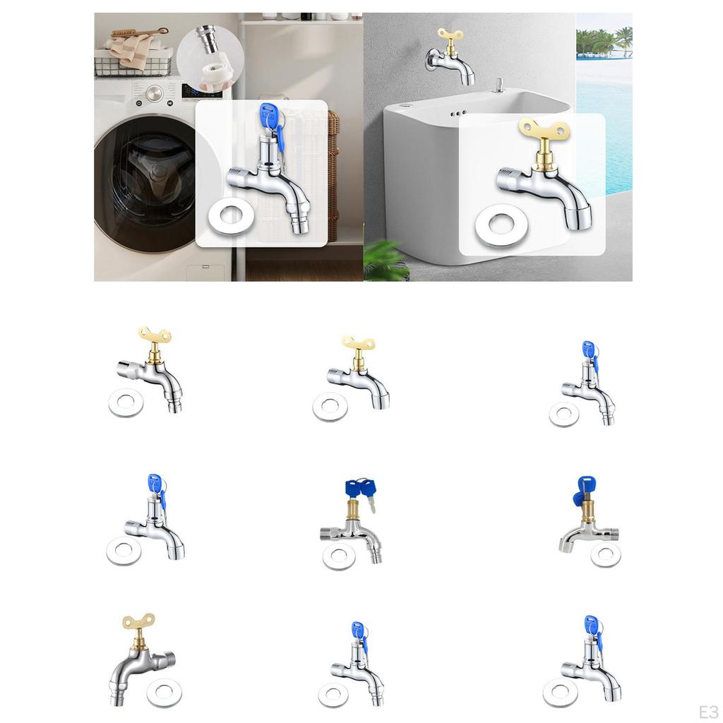 Garden Tap Lockable Faucet with Key, , Replacement, Water Outdoor for Workshop, Public