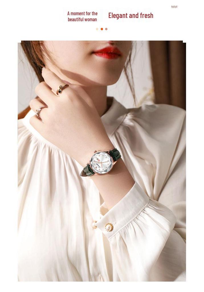 Diamond-Shaped Women's Quartz Watch with Leather Strap, Waterproof, and Suitable for Students and Couples.