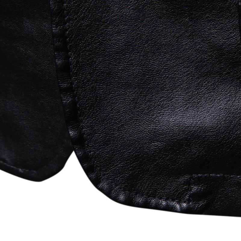 Men's Slim Fit Turn-Down Collar PU Blazer Leather Jacket