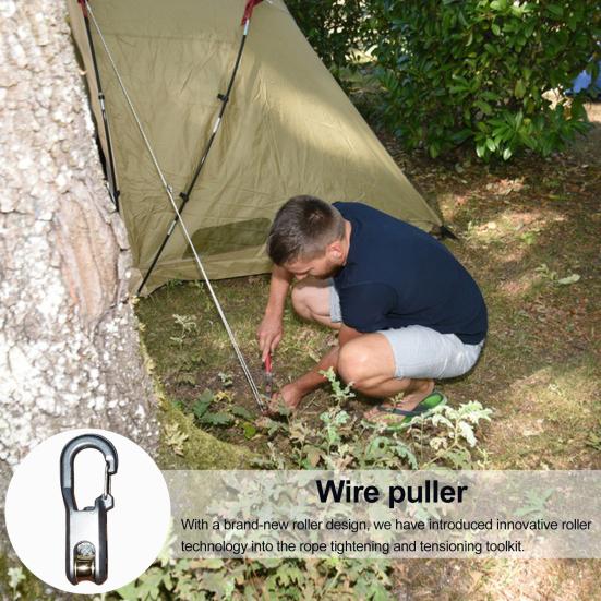 Cable Puller Tool with Accessory Cord Carry Case Rope Tightener Easy To Use Rope Cam Knot Tying Tool