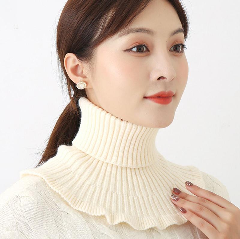 Women Knitted Fake Collar Scarf Warm Turtleneck Neck Warmer Detachable Winter Windproof False Scarf