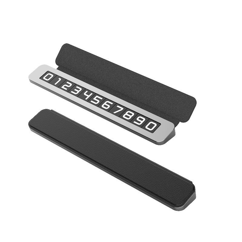 Premium Leather and Alloy Car Temporary Parking Sign with Concealable Phone Number Plate