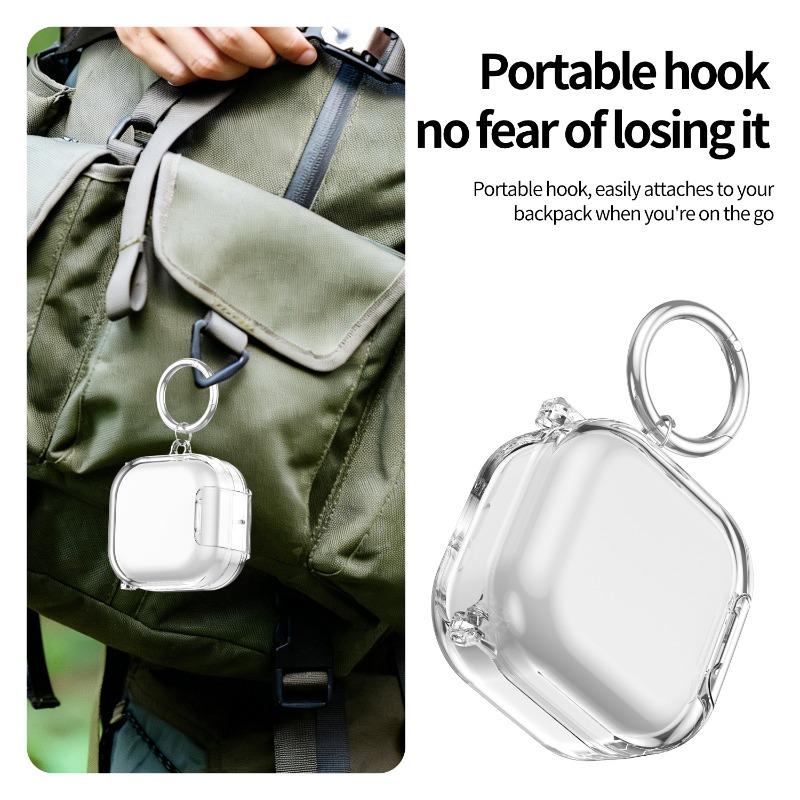 Transparent Candy Security Lock Cover for Samsung Galaxy Buds 4 4 Pro Shockproof Earphone Protective Case with Hidden Bracket