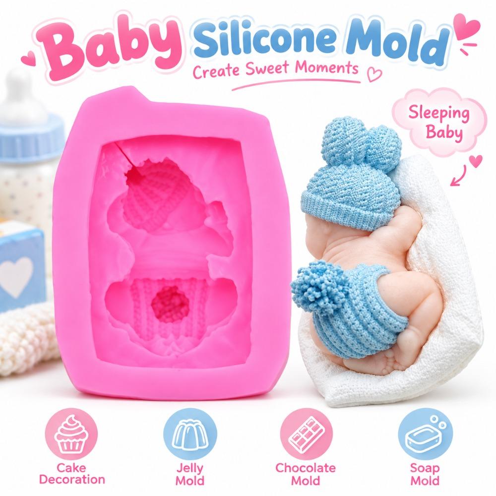 Food Grade Silicone Baby Silicone Mold Non-Stick 3D Fondant Mold Baby Shower Mold  Fondant Cake