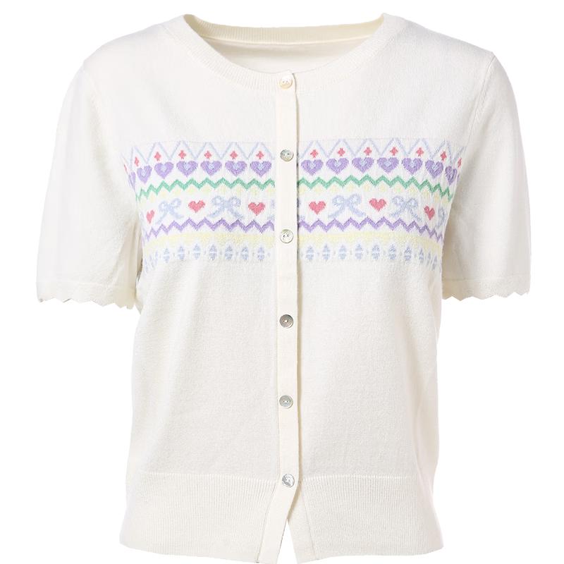 Betu Women's Jacquard Short Sleeve Knit Top