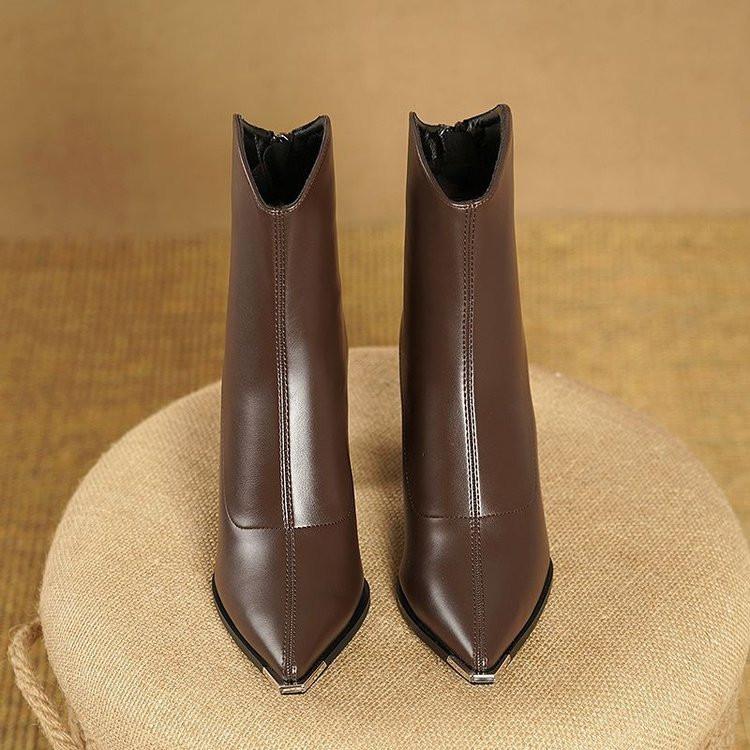 Vârf Ascuțit, Toc Gros, Senzație High-end, Cizme Scurte Pentru Femei, Tocuri Înalte de Iarnă, Statura Scundă, Cizme Franceze de Primăvară