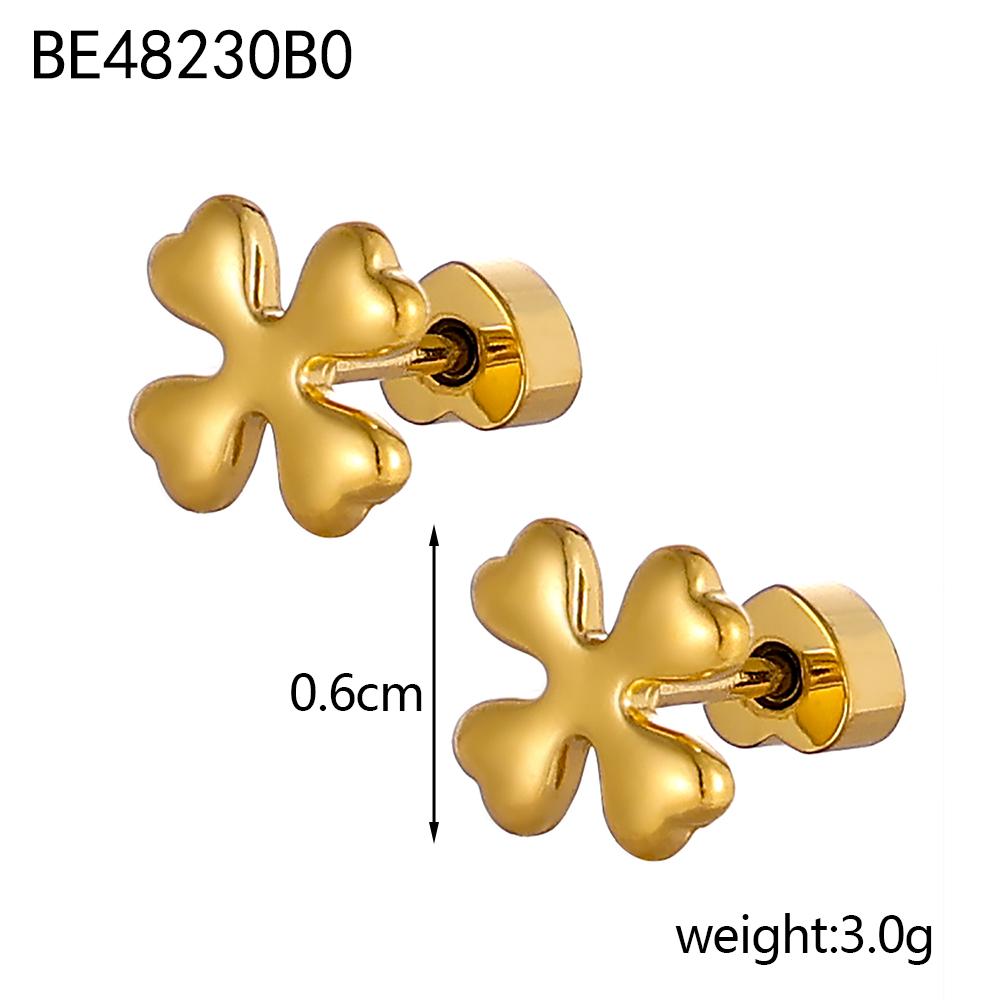 

CARLIDANA Light Luxury Stainless Steel Sunflower Heart Conch Earrings 18K Gold Plated Fashion Versatile Earrings Women Jewelry
