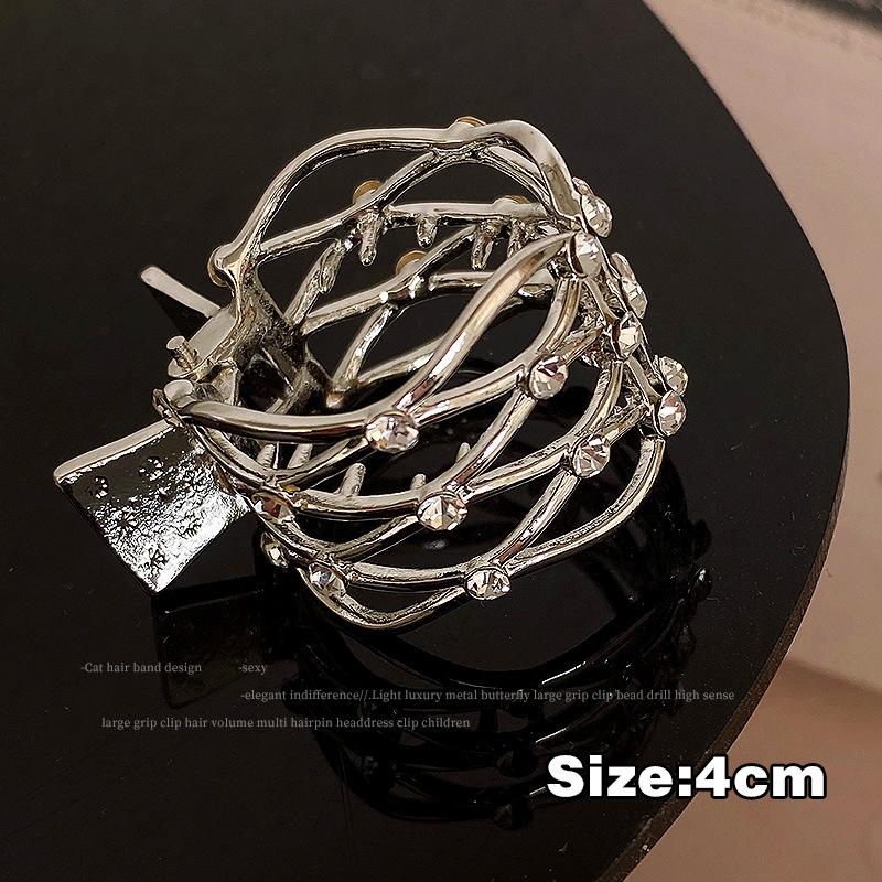 Metal Rhinestone Shark Hair Clip for Women - Small Claw Ponytail and Updo Accessory