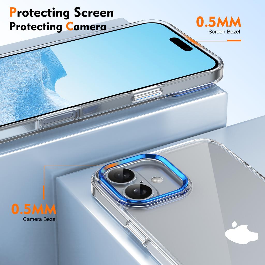 For iPhone 16 Clear Phone Case Hard PC Anti-Scratch Mobile Phone Back Cover