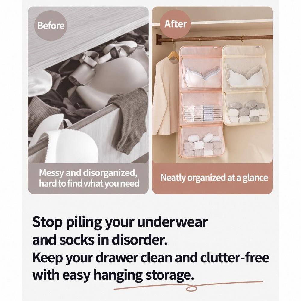 Breathable Hanging Closet Organizer Large Capacity Mesh Storage Bag  Student Dormitories
